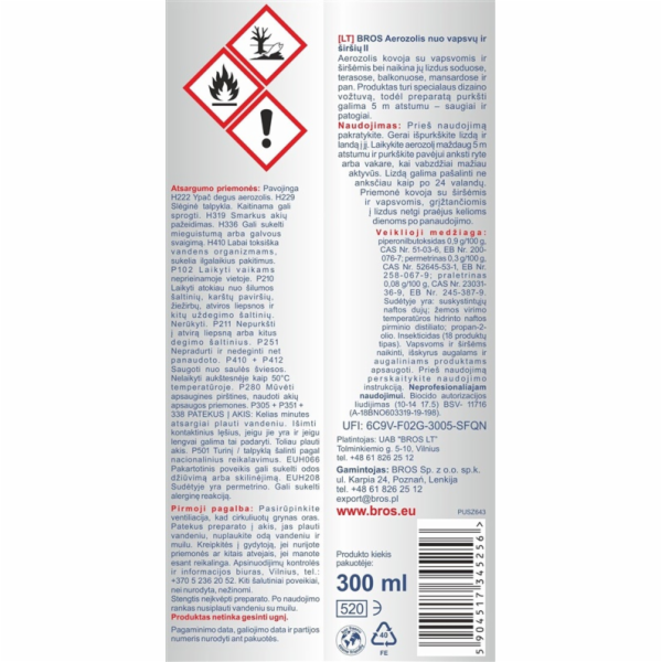 Aerosol proti sršním a vosám Bros, 300 ml