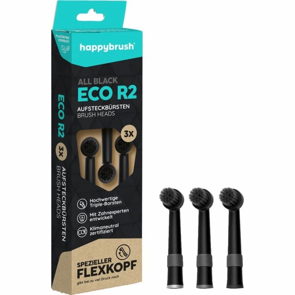 Happybrush kartáčkové hlavice ECO R2 celé černé