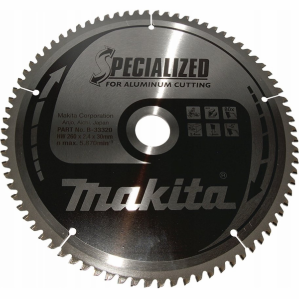 Makita  KRUHOVÁ PILA 260x30x80z SPECIALIZOVANÝ HLINÍK