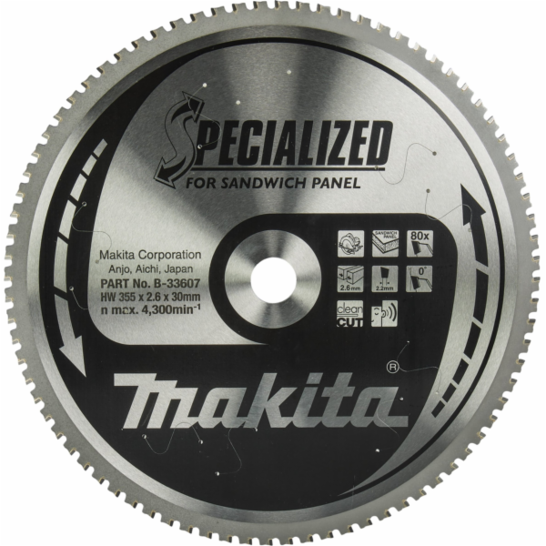Makita  KRUHOVÁ PILA 355x30x80z SPECIALIZOVANÉ SANDWICH P...