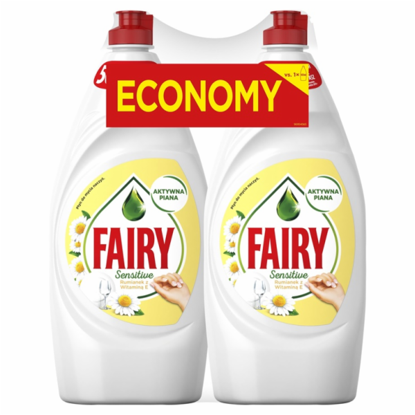Mycí prostředek na nádobí FAIRY SENSITIVE, 2 × 900 ml