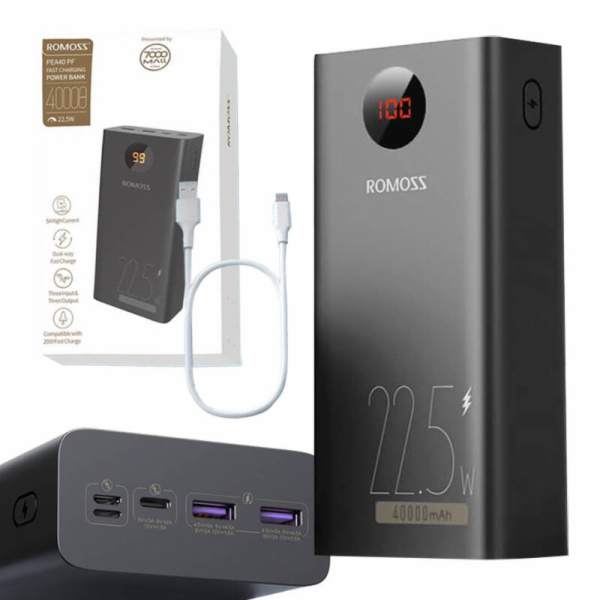 Powerbanka Romoss PEA40PF 40000mAh, 22,5W (černá)
