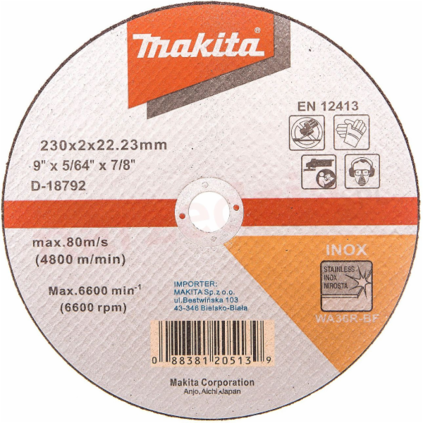 Řezací kotouč Makita D-18792, 230 x 2 x 22,23 mm