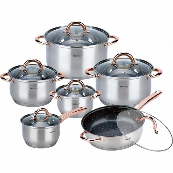KingHoff OCELOVÉ HRNCE 12 EL. KINGHOFF ROSEGOLD KH-1766