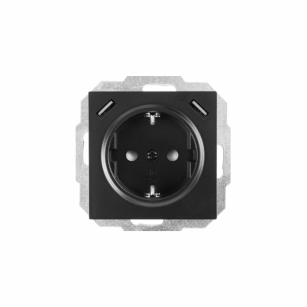 Zásuvka ELEKTRO-PLAST VESTRA s out+2USB, černá