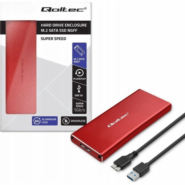 Qoltec 51831 Kryt | M.2 SSD disk | SATA | NGFF| USB 3.0 |...
