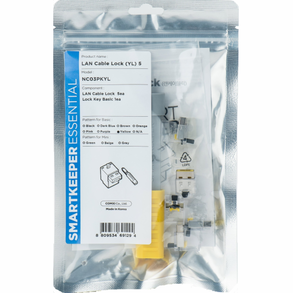 Smartkeeper  Basic LAN Cable Lock gelb 5 Stk.+Key