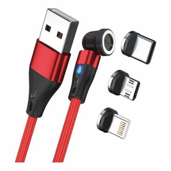 Realpower  Magnetický kabel USB kabel 3 Amp, 2 m, rot s a...