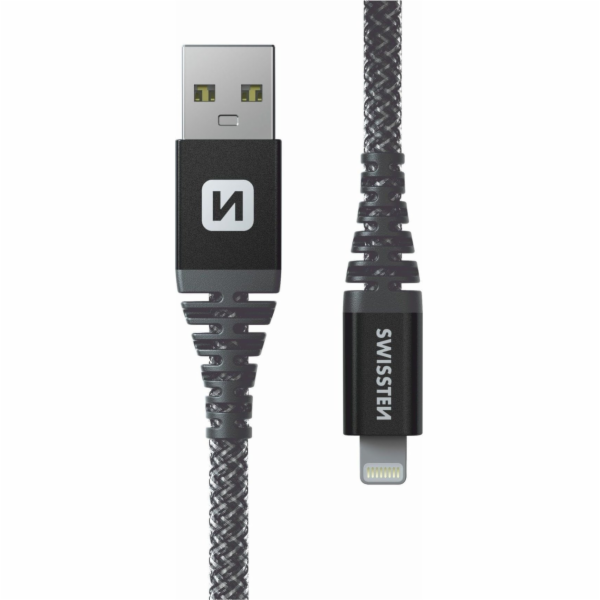 Swissten datový kabelkevlar usb / lightning 1,5 m antracit