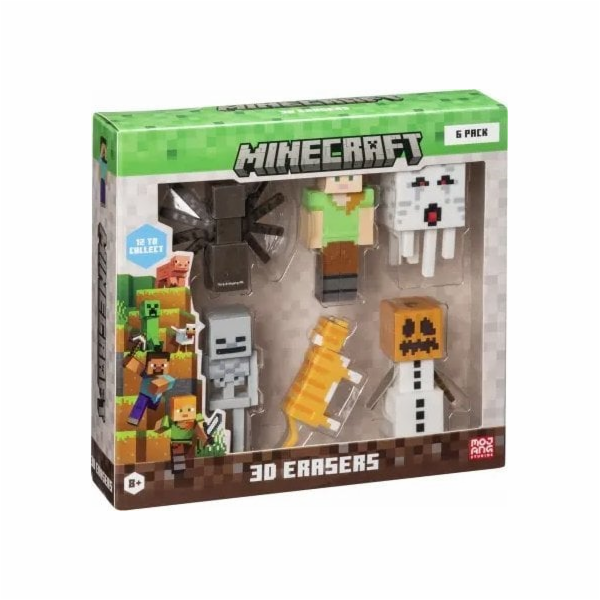MINECRAFT 3D ERASERS - 6 PACK DELUXE BOX VER.B