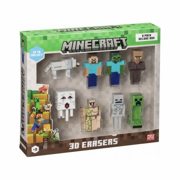 MINECRAFT 3D ERASERS - 8 PACK DELUXE BOX VER.A