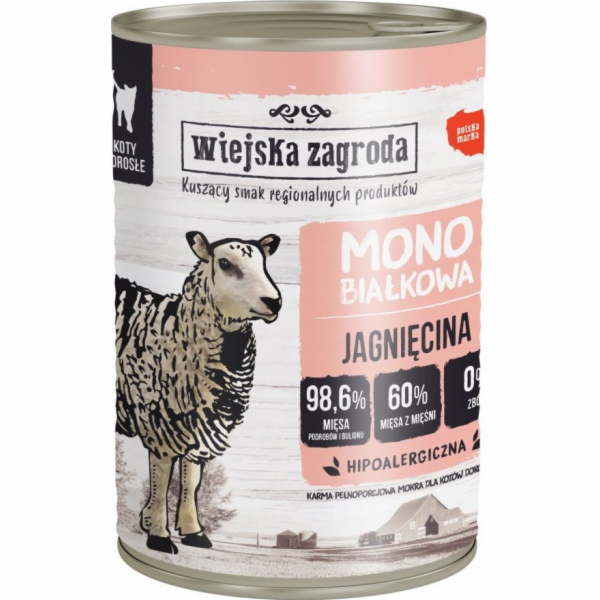 WIEJSKA ZAGRODA Monoproteinové Jehněčí - mokré krmivo pro...