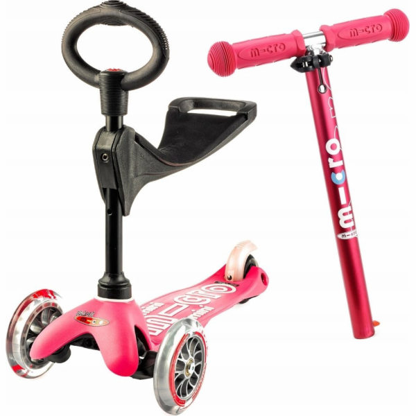 Micro tříkolová koloběžka/jízdní kolo Mini 3v1 Deluxe Pink