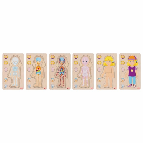 Goki Dřevěné puzzle Lidské tělo - holka