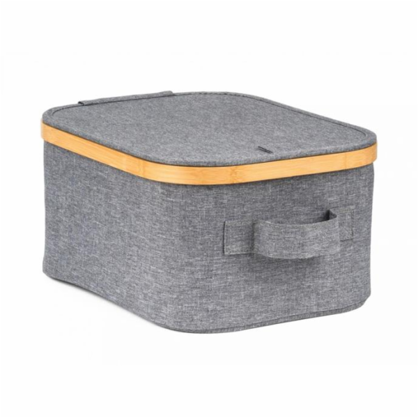 Úložný box G21 24 x 30 x 15 cm, bambusový s víkem, šedý