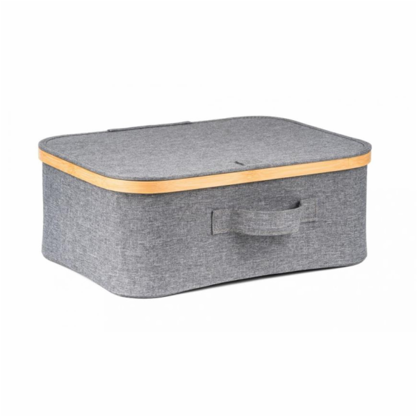 Úložný box G21 40 x 30 x 15 cm, bambusový s víkem, šedý