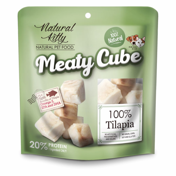 Natural Kitty Meaty Cube 100% Masové kostky z tilapie - p...