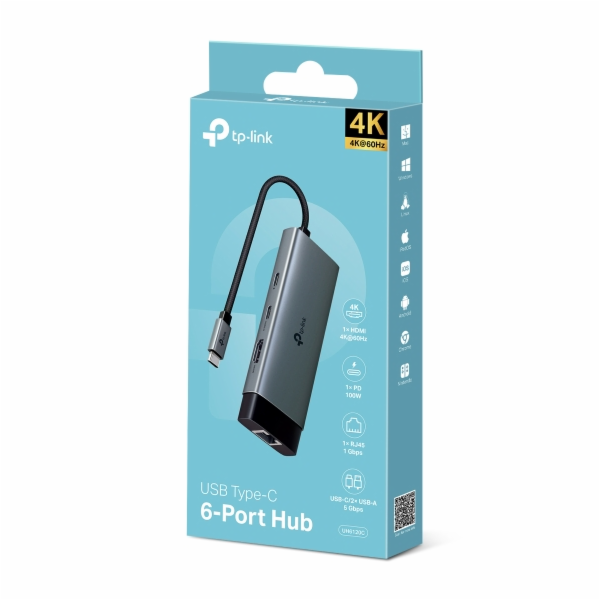 Dokovací stanice TP-Link UH6120C USB-C, HDMI, RJ45, 1x US...