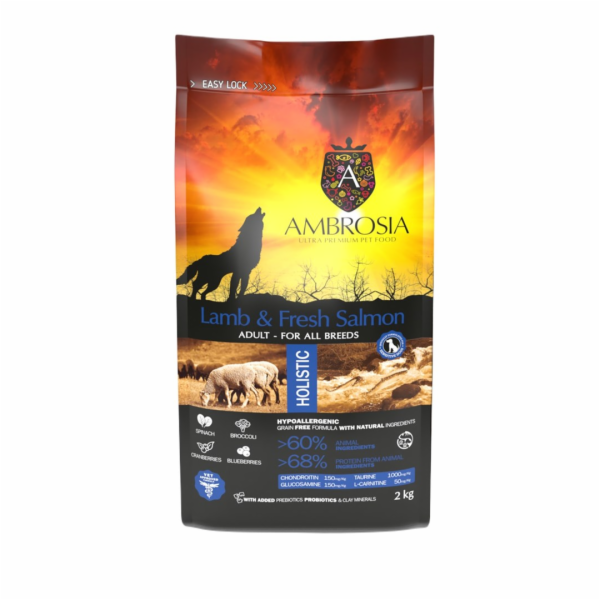 AMBROSIA Lamb and fresh salmon - suché krmivo pro psy - 2kg