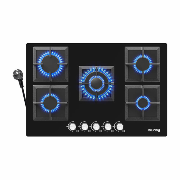 IsEasy MGBG-775S2 Pětizónový (čtvercový) skleněný plynový...
