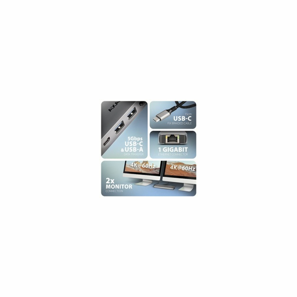 AXAGON HMC-7HX2, USB 5Gbps hub, 2x USB-A, USB-C, 2x HDMI ...