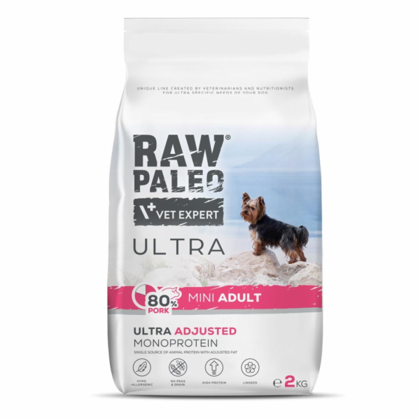 RAW PALEO Ultra Pork Mini Adult - suché krmivo pro psy - 2kg