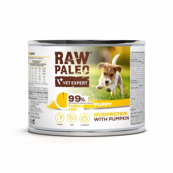 RAW PALEO Duoprotein Turkey & Cod Puppy - vlhké krmivo pr...