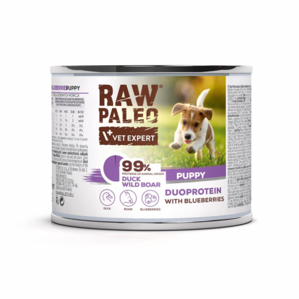 RAW PALEO Duoprotein Duck & Boar Puppy - vlhké krmivo pro...