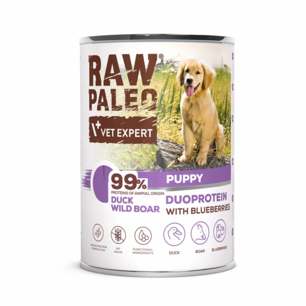 RAW PALEO Duoprotein Duck & Boar Puppy - vlhké krmivo pro...