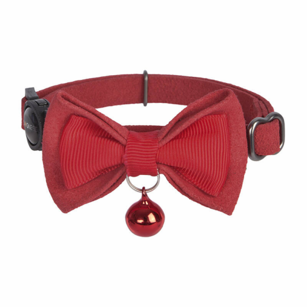 Collar set Dogness for cats 2 pcs (Genuine Leather Red/Fi...