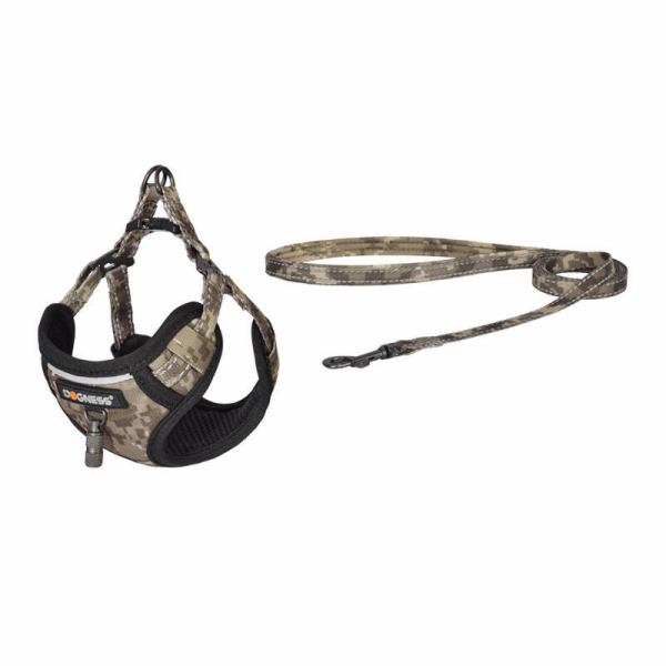 Dogness walking set leash 1,5m +harness for dog (moro)