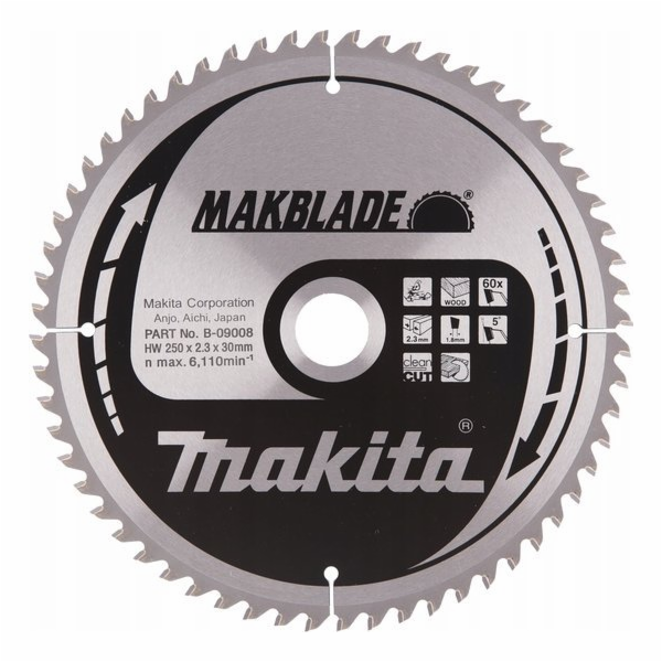 Makita KRUHOVÁ PILA 250x30mm 60-ZUBOVÁ ČEPEL