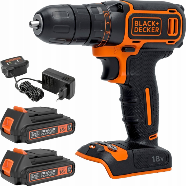 Black&Decker vrtací šroubovák 18 V 2 x 1,5 Ah baterie