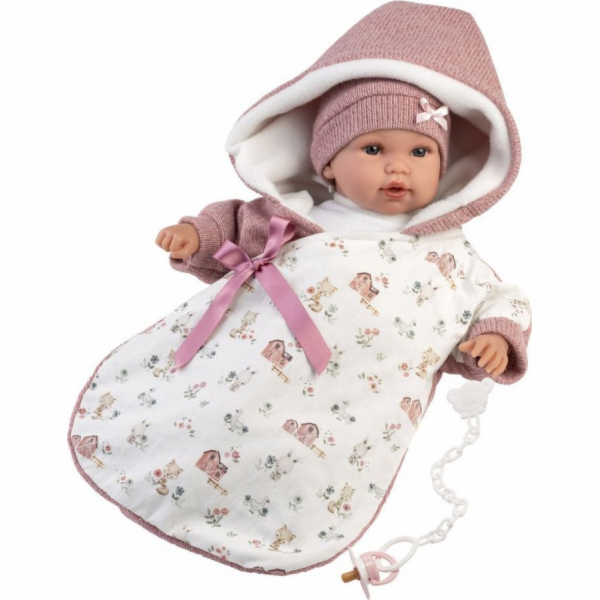 Llorens  16350 Panenka Baby 36 cm v růžovém spacím pytli