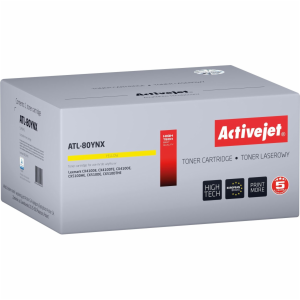 Activejet Toner ATL-80YNX (náhrada za Lexmark 80C2HYE, Su...