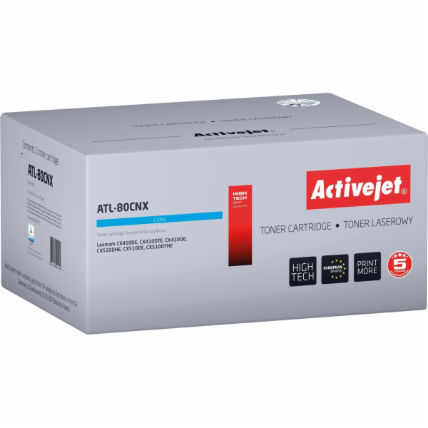 Activejet toner ATL-80CNX (náhrada za Lexmark 80C2HCE, Su...