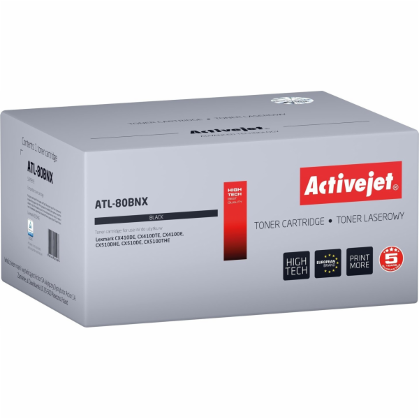 Activejet toner ATL-80BNX (náhrada za Lexmark 80C2HKE, Su...