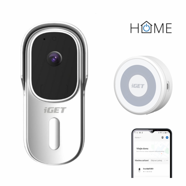 iGET HOME Doorbell DS1 White + CHS1 White - WiFi bateriov...