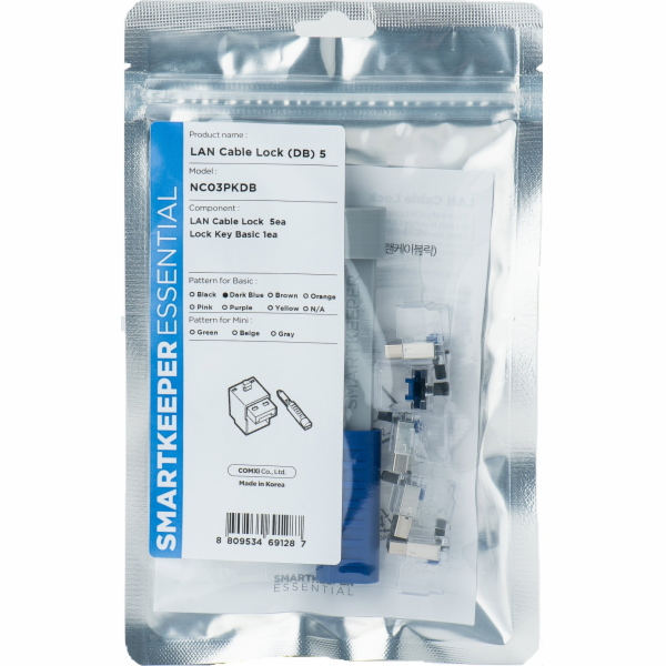 Smartkeeper  Basic LAN kabelový zámek dunkelblau 5 Stk.+Key