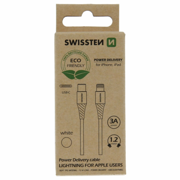 Swissten datový kabelusb-c/lightning bílý 1,2m  (eco balení)