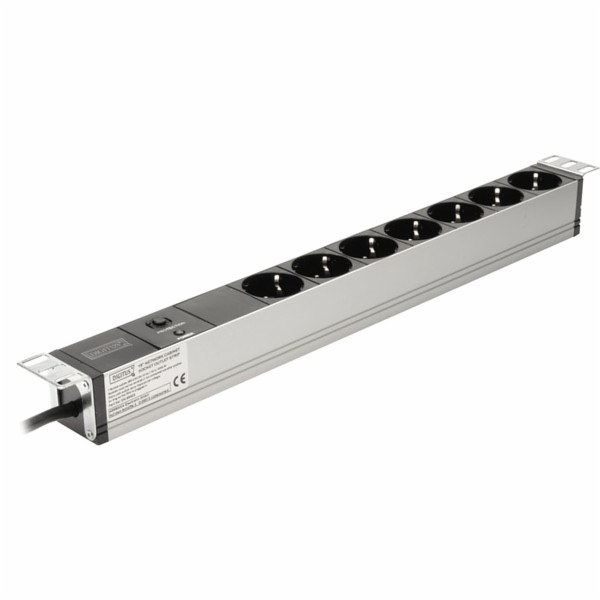 DIGITUS 19" PDU, 1U hliník, SCHUKO -> 7x CEE 7/4, JISTIČ
