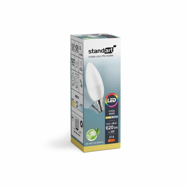 LED žárovka B35 6W E14 620LM 4000K PL/MAT