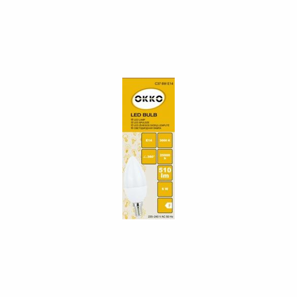 LED žárovka OKKO, B38, E14, 5,5 W, 470 lm, 3000 K