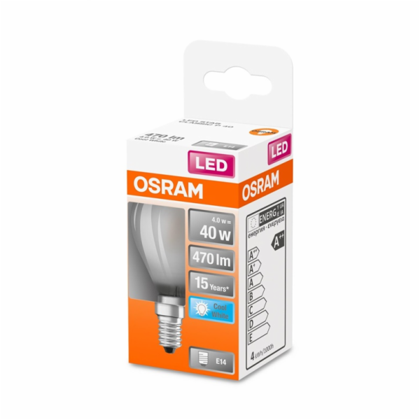 LED žárovka Osram, P45, 4W, E14, 4000K, 470lm, mat.