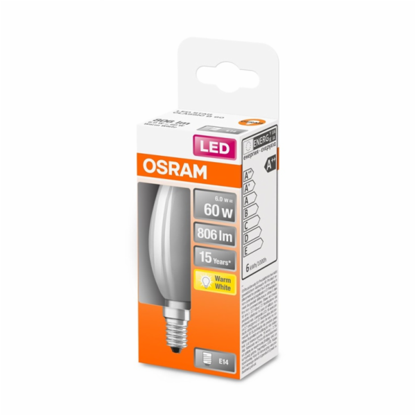 LED žárovka OSRAM, B35, E14, 6 W, 806 lm, 2700 K