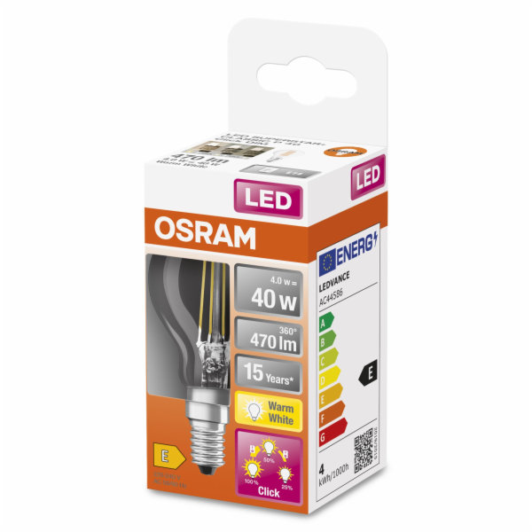 LEMP LED E14 4W 827 470LM DIMX3 FIL