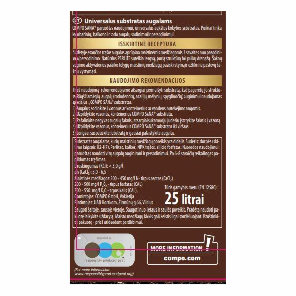 Univerzální substrát pro gely COMPO, 25l