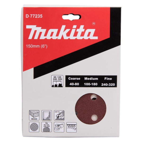 Sada kulatého brusného papíru Makita 150mm 20 ks
