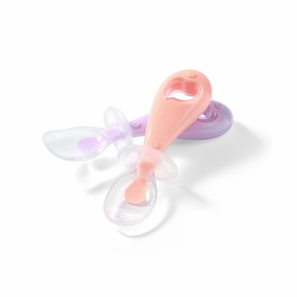 Dětská silikonová lžička Baby Ono 2 ks růžová, fialová