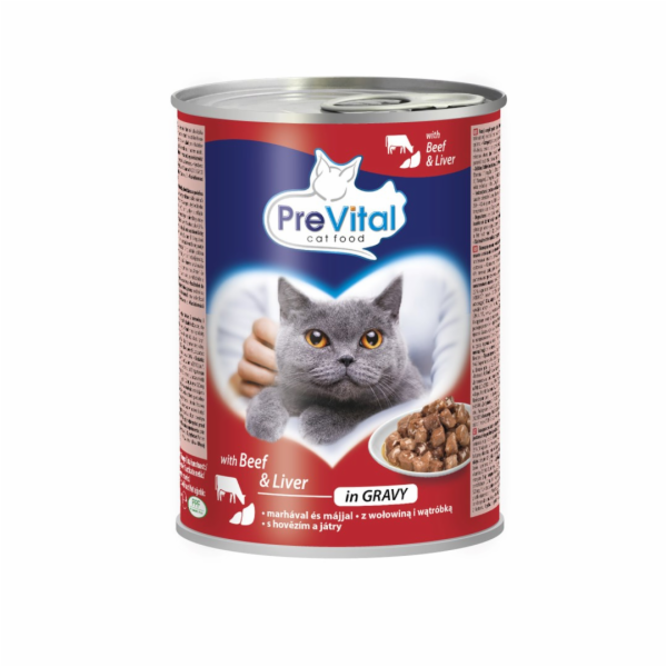 PREVITAL Cat Food s hovězím a játry v omáčce - mokré krmi...